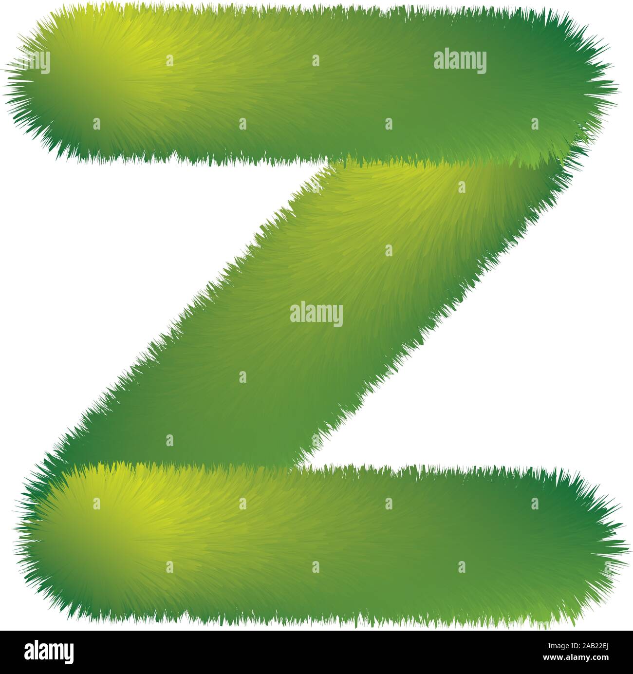 Letter Z. Furry vector font made of fir branches for the new year. Stock Vector