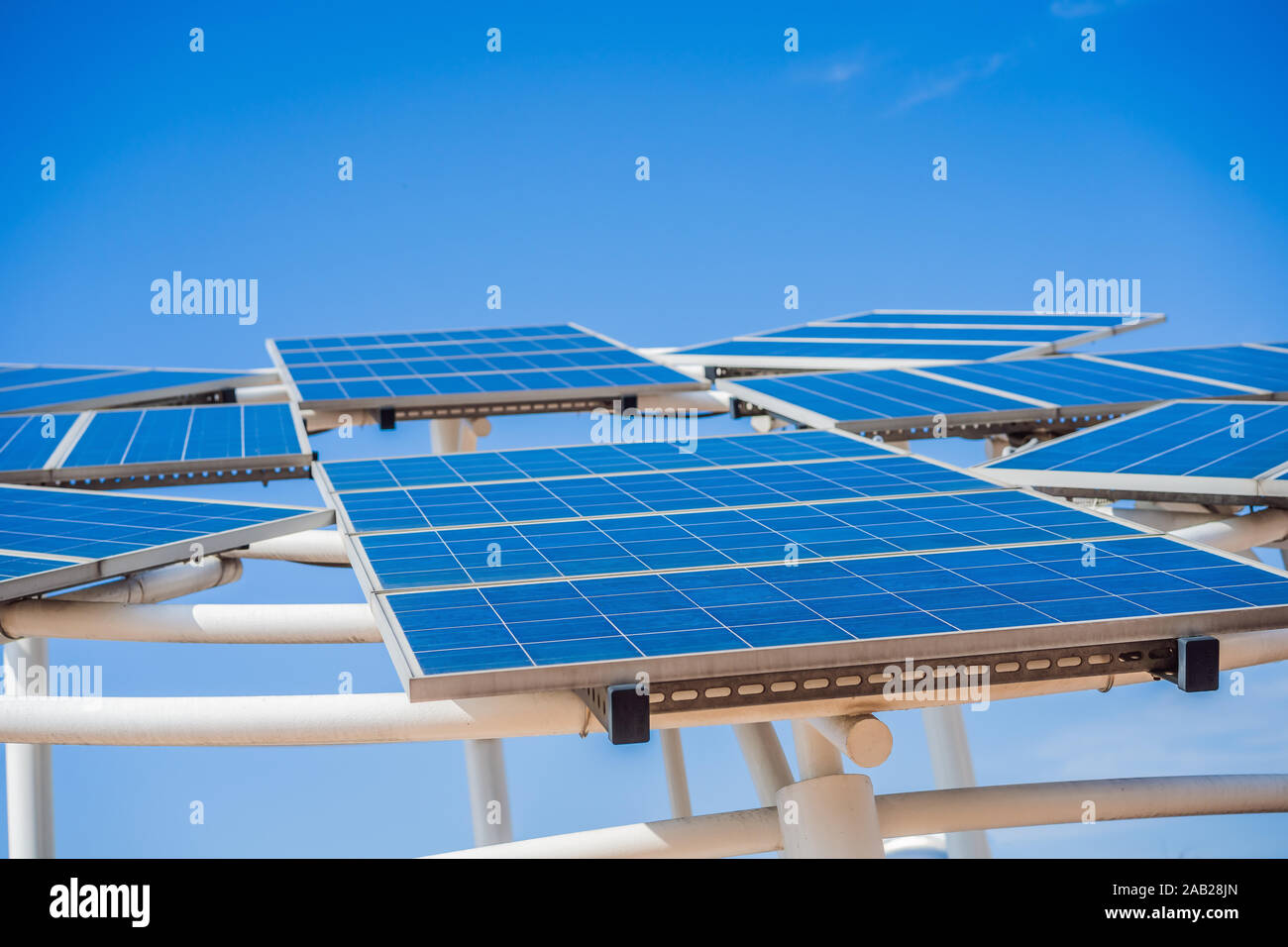 Power plant using renewable solar energy with sun Stock Photo - Alamy
