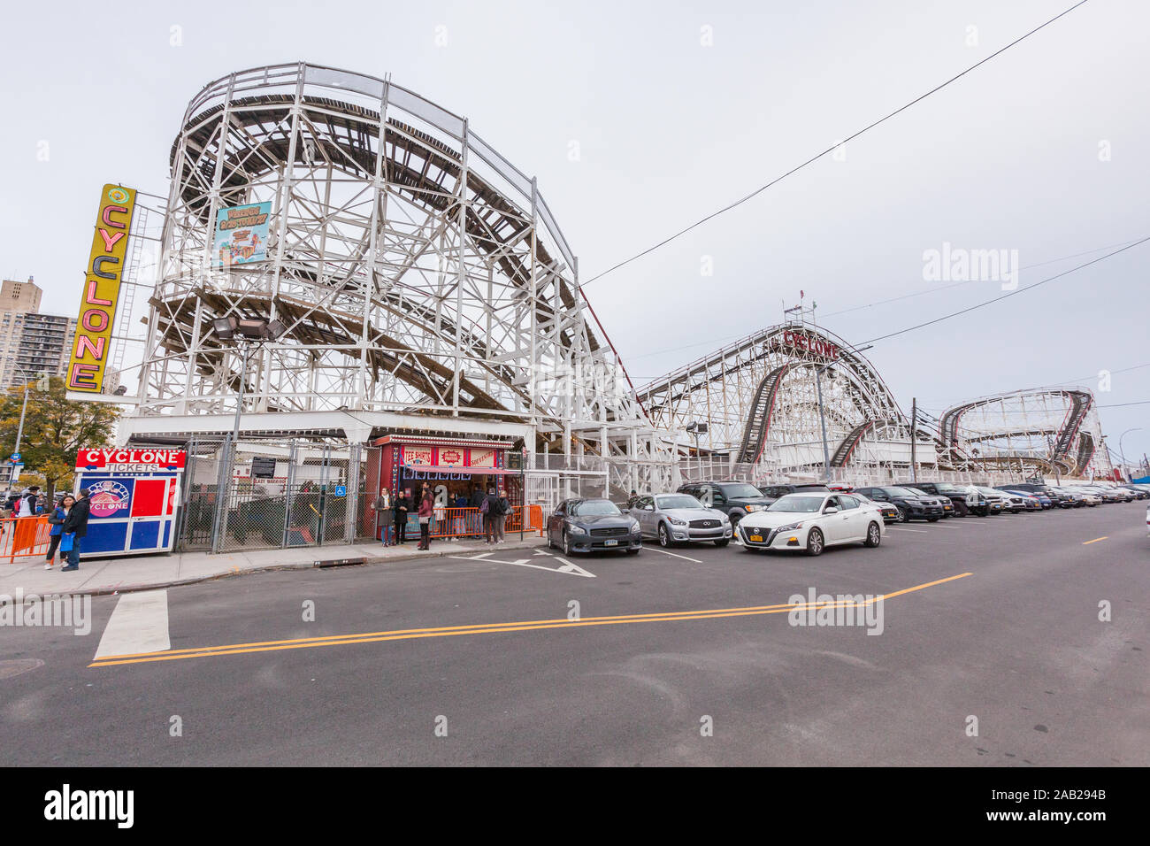 Cyclone roller coaster, Coney Island, Brooklyn, New York, United States of America. Stock Photo