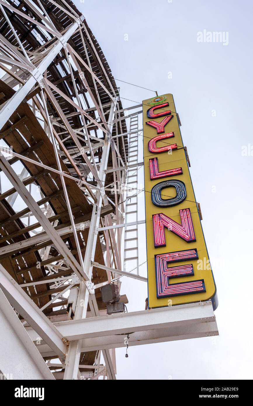Cyclone roller coaster, Coney Island, Brooklyn, New York, United States of America. Stock Photo