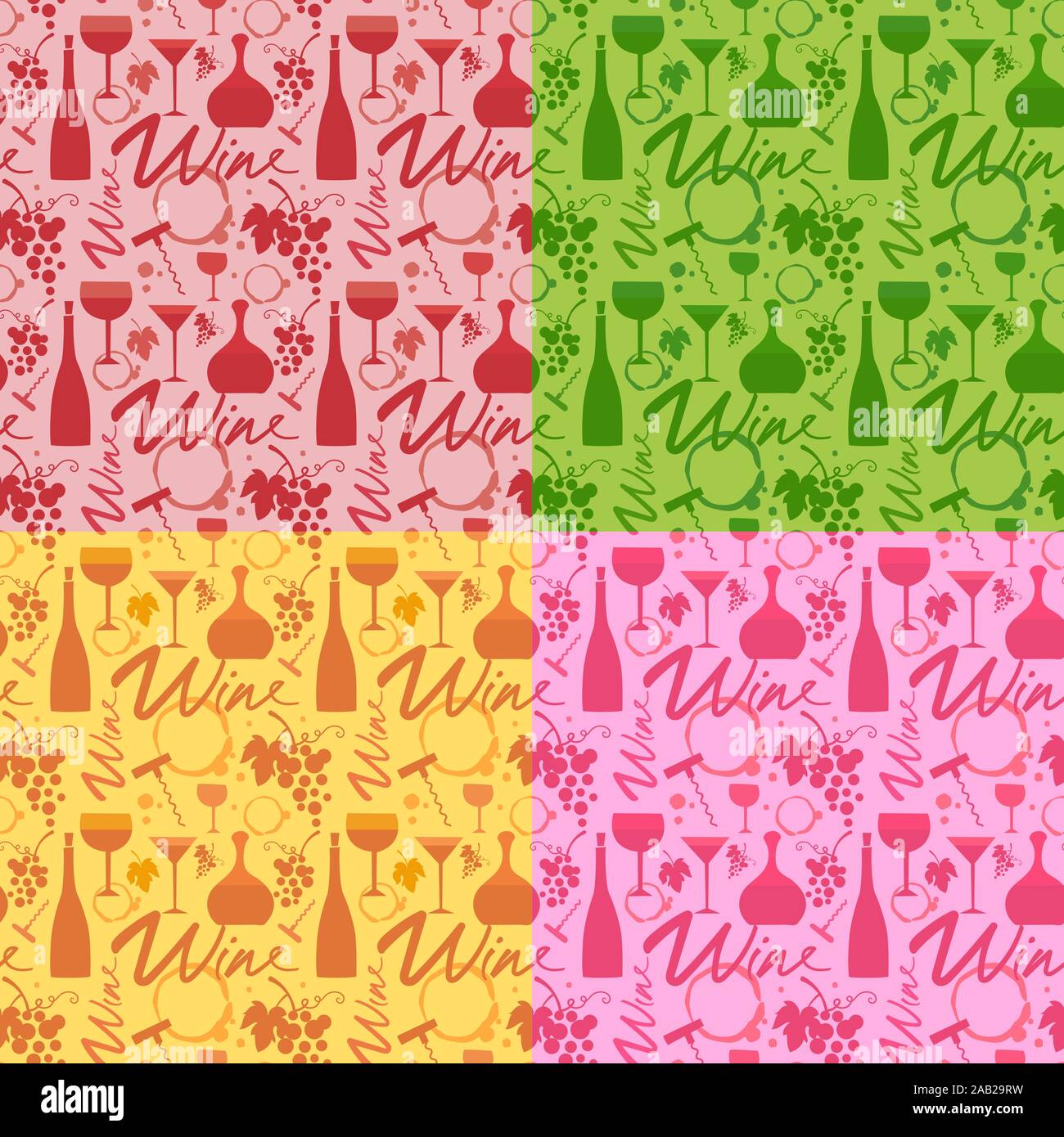 illustration of the colorful wine seamless patterns Stock Vector Image ...
