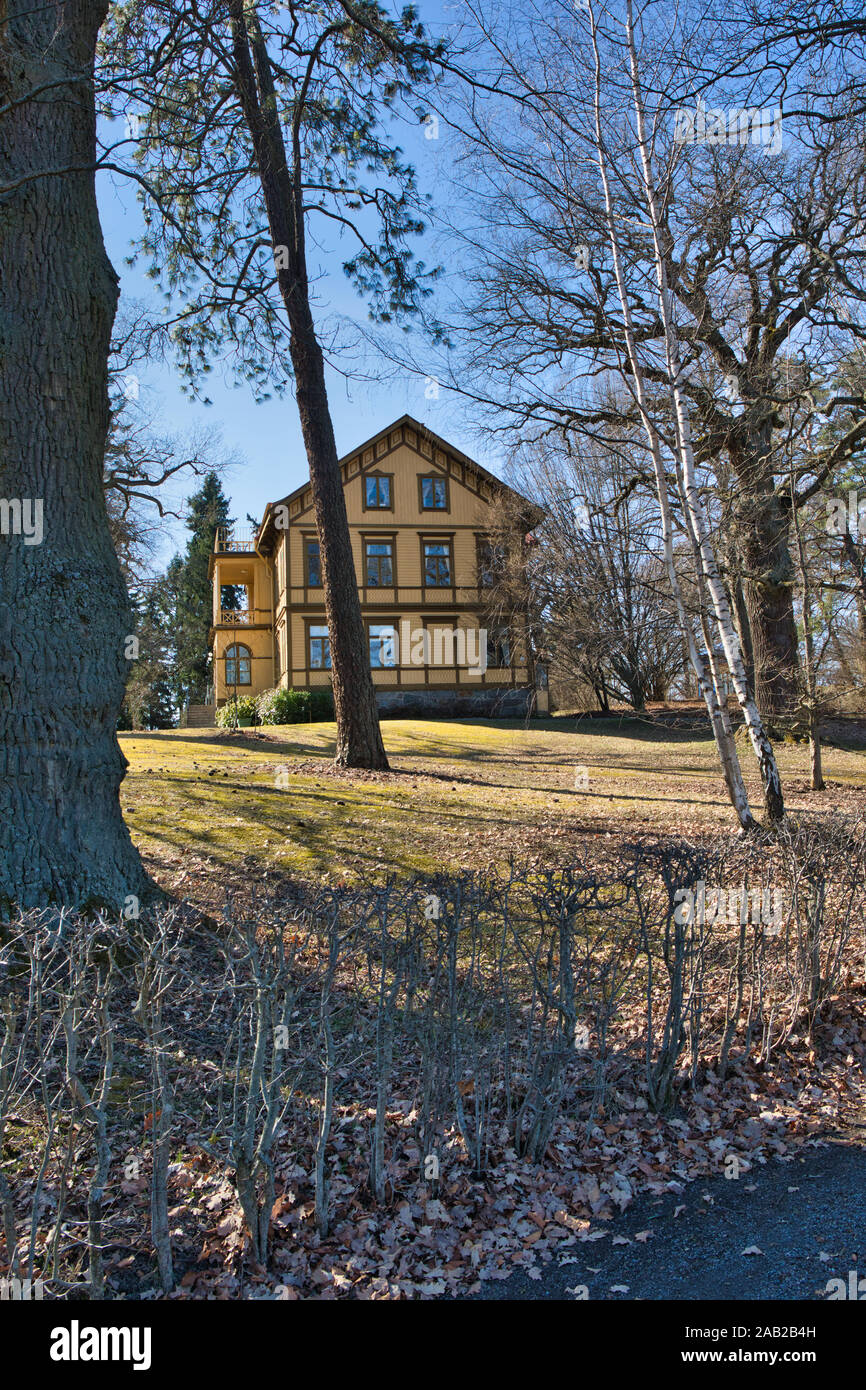 Timber Professor's Villa, Bergianska Tradgarden (Bergius Botanic Garden), Frescati, Stockholm, Sweden Stock Photo