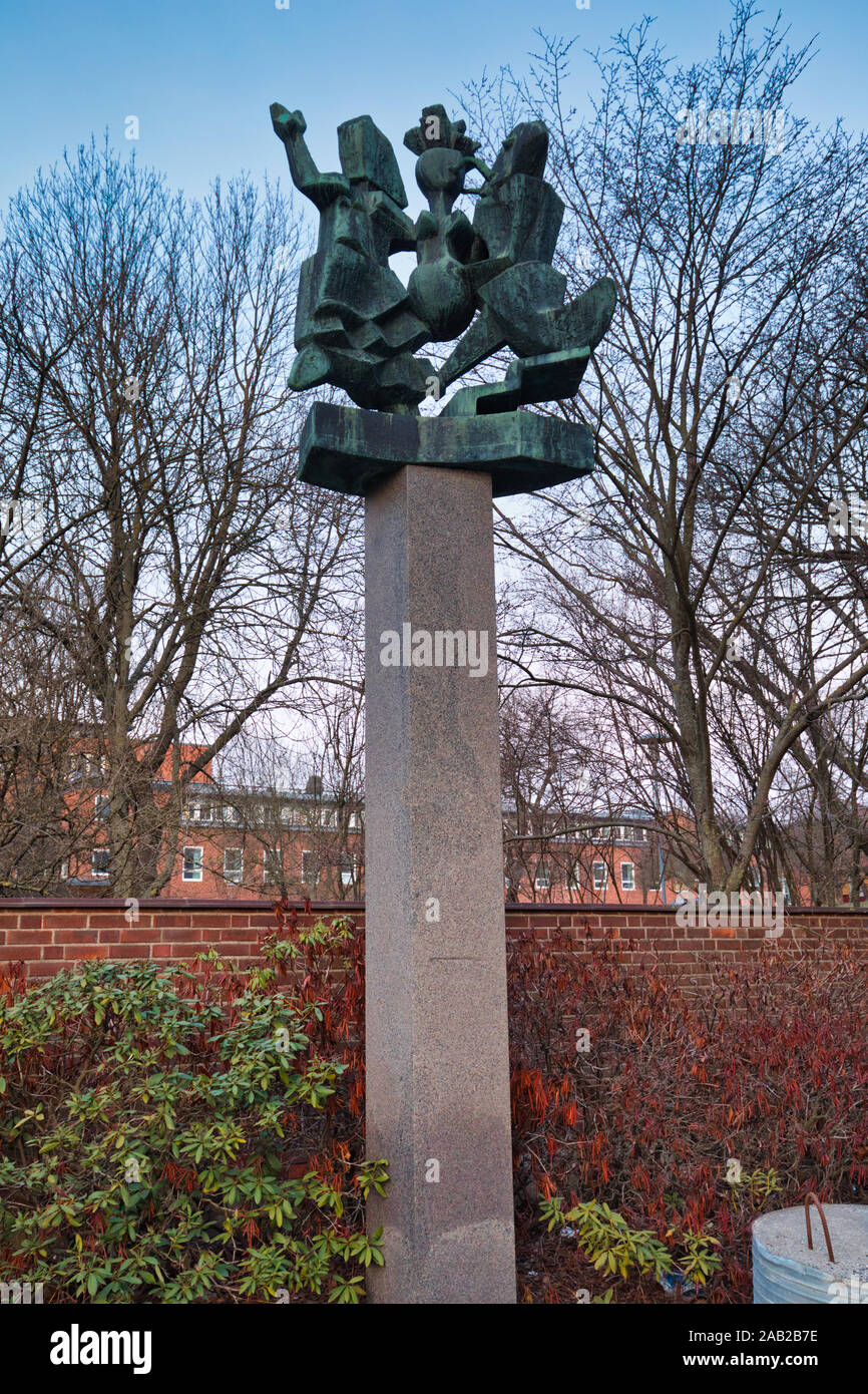 Bronze sculpture Etymological Woman Theft, Karolinska Institute (Karolinska Institutet), Solna, Stockholm, Sweden Stock Photo