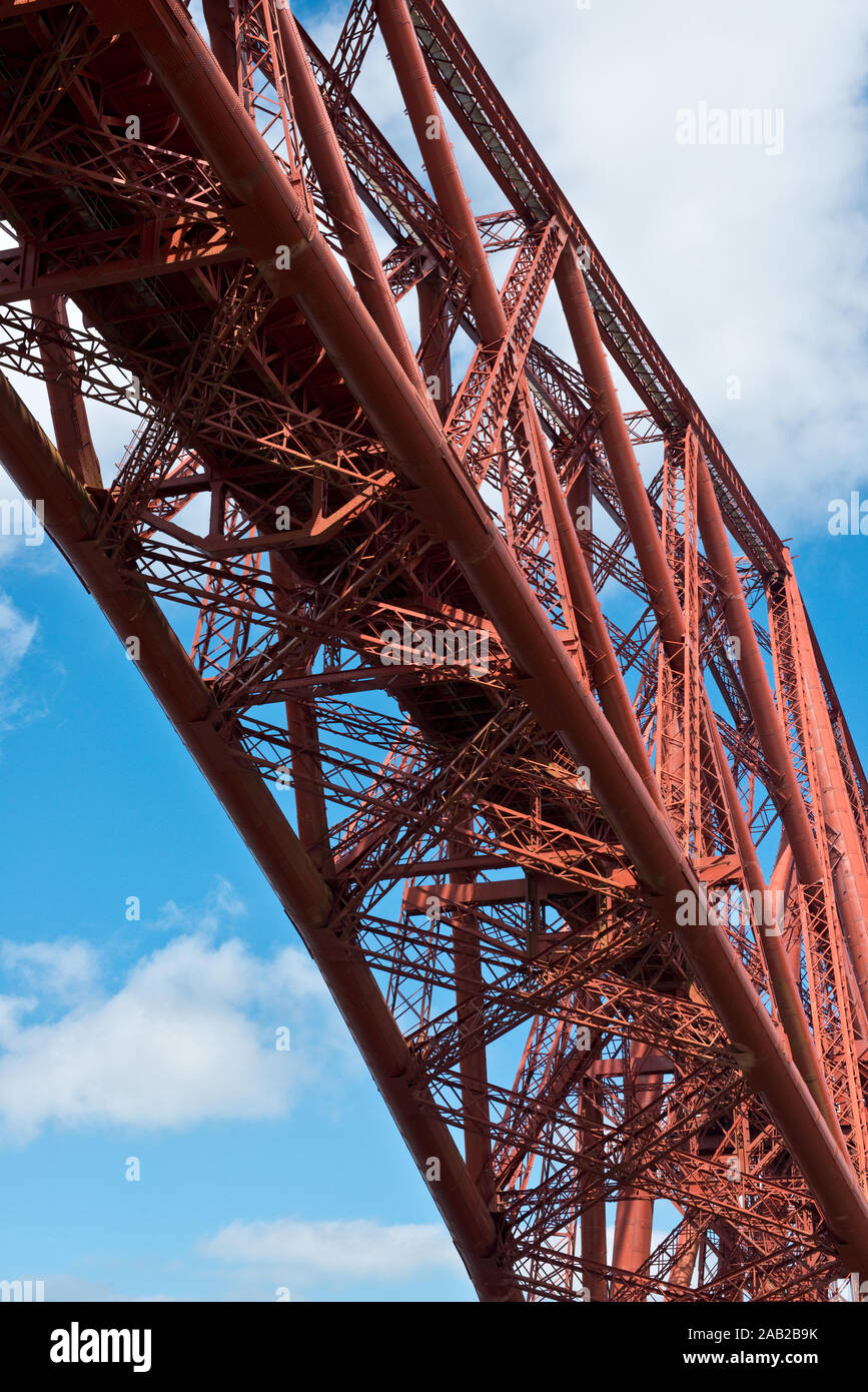 Looking updward at details of Forth Railway Bridge. Inner Forth of Forth, Lothian, Scotland Stock Photo