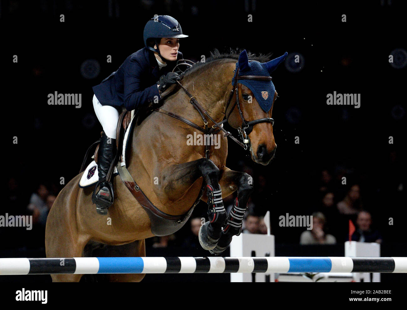 Prague, Czech Republic. 23rd Nov, 2019. Showjumper Jessica Springsteen with horse RMF Zecilie competes during the Prague PlayOffs show jumping, Global Champions series, on November 23, 2019. Credit: Katerina Sulova/CTK Photo/Alamy Live News Stock Photo