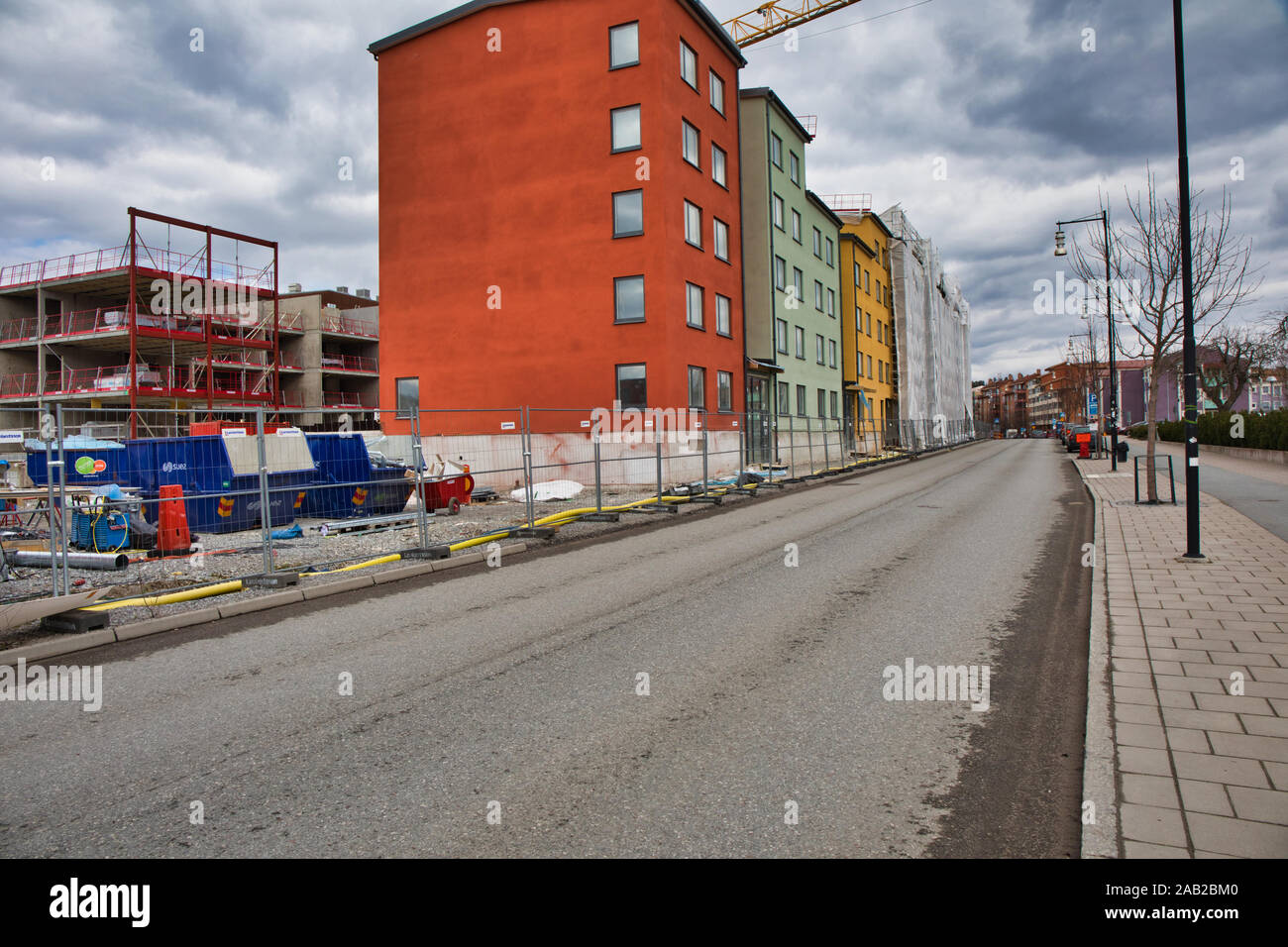 Newly constructed apartment blocks housing in the Stockholm suburb of Upplands Vasby, Stockholm, Sweden Stock Photo