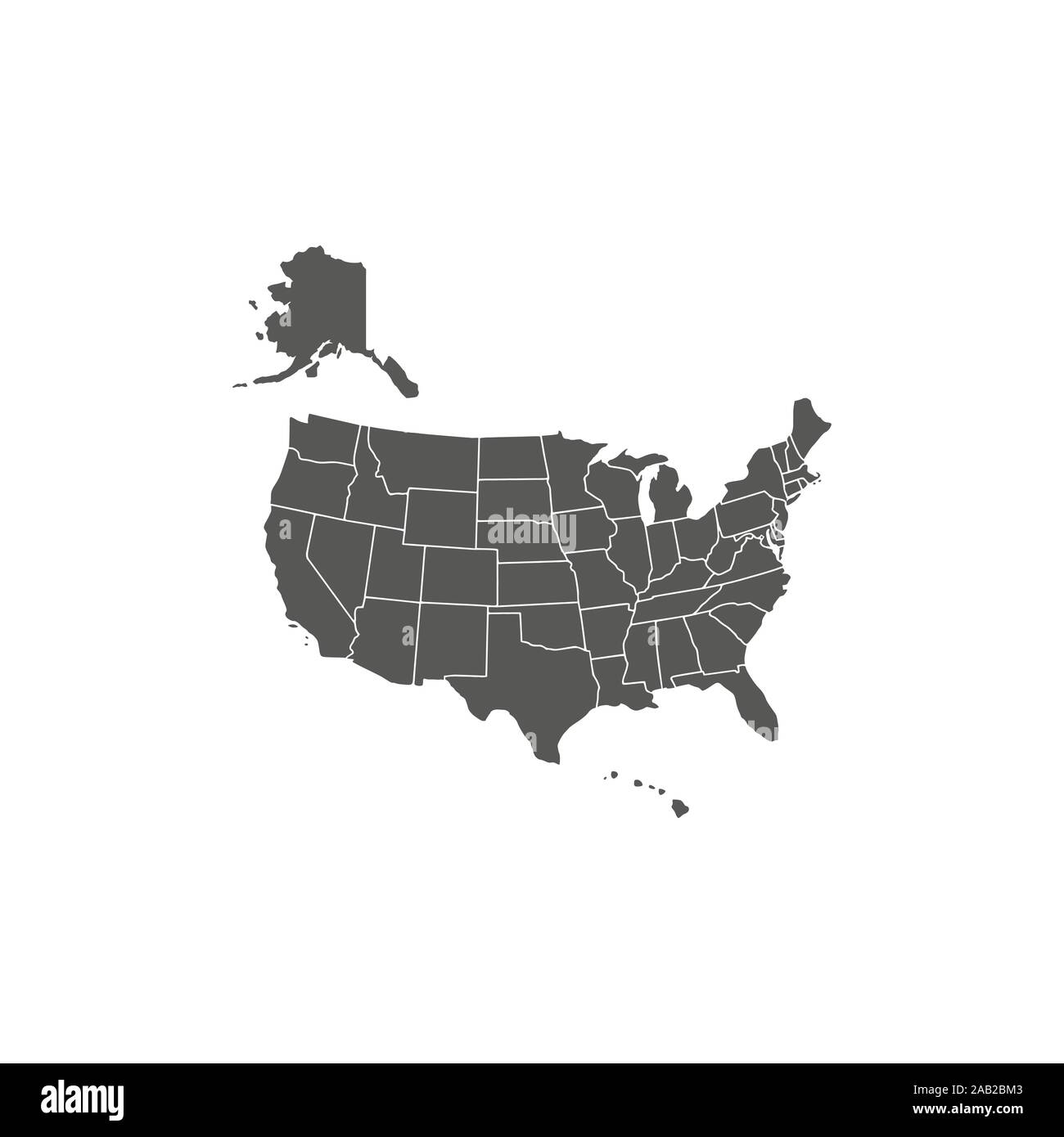 United States Map, states border map. Vector illustration. Stock Vector