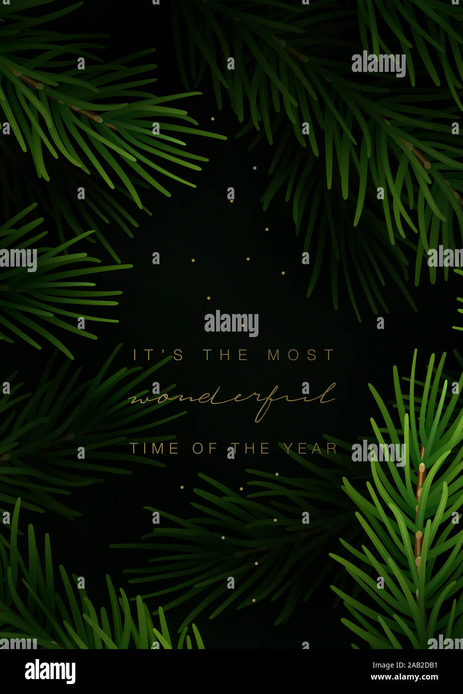 Christmas frame with fir tree branches and hand lettering. Vector ...
