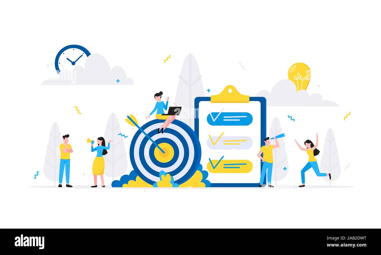 Teamwork concept with tiny people characters working together with big ...
