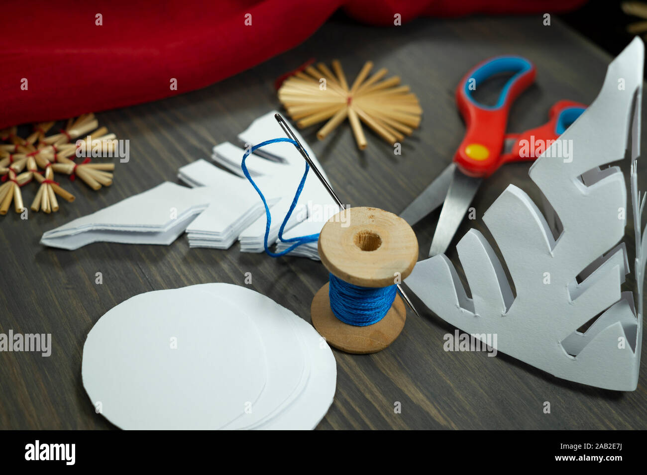 Festive Xmas Background With Homemade Christmas Decorations From