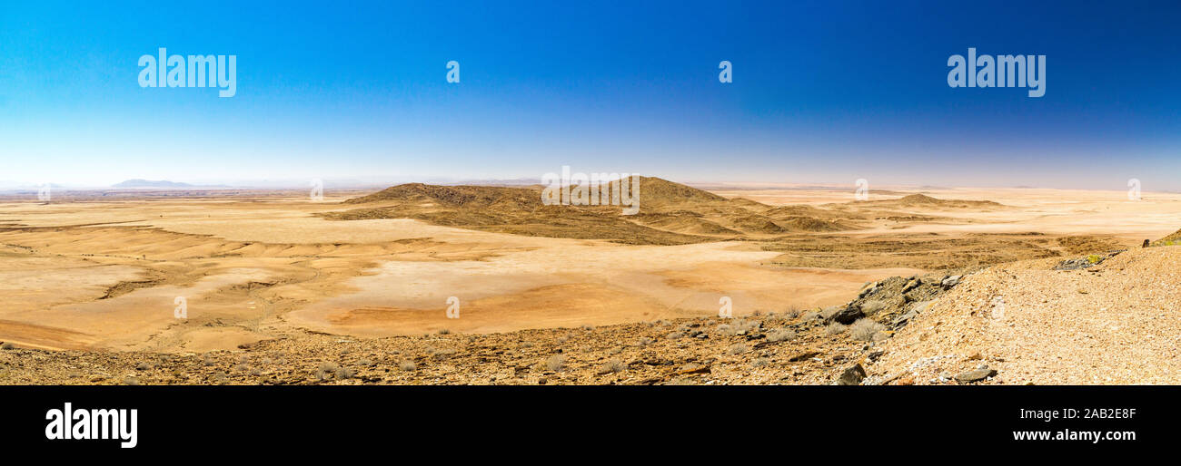 Panorama of the barren moonscape Namib desert, Naukluft Park, Namibia, Africa Stock Photo