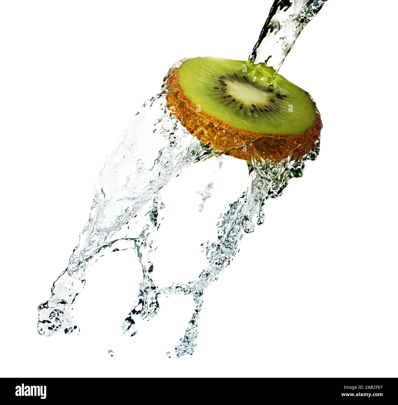Water splash on kiwi isolated on white Stock Photo Alamy