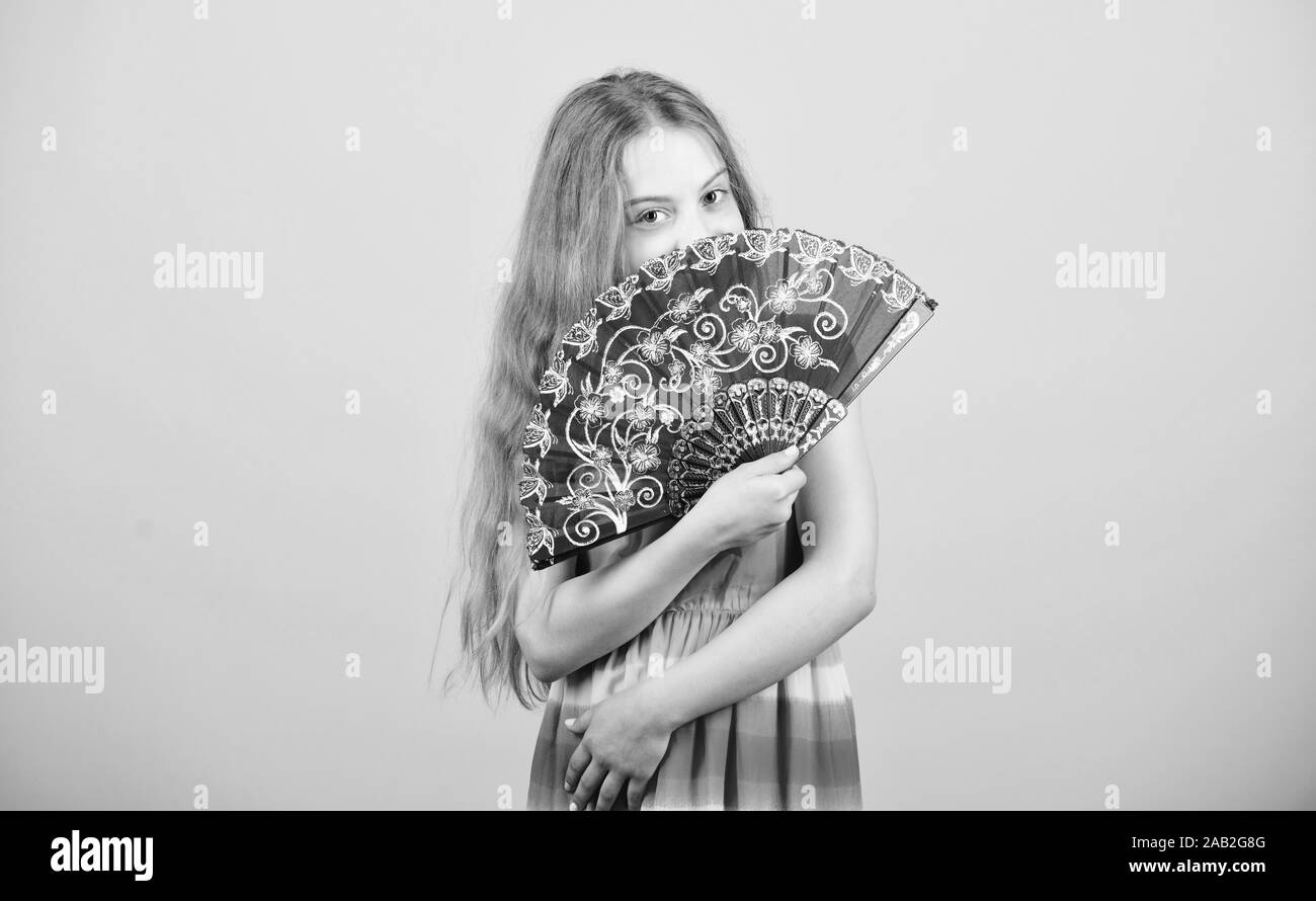 Cooling effect. Folding fans. Acting school. Dances with fan. Girl ...