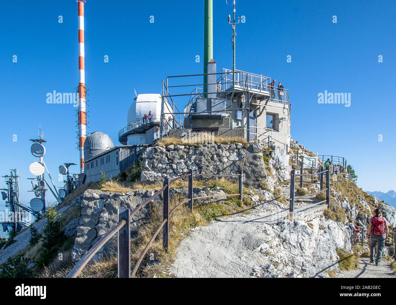 The imposing silhouette of  ' Mount Wendelstein' can be seen from a long way off. It has become a popular destination of people's outings. Stock Photo