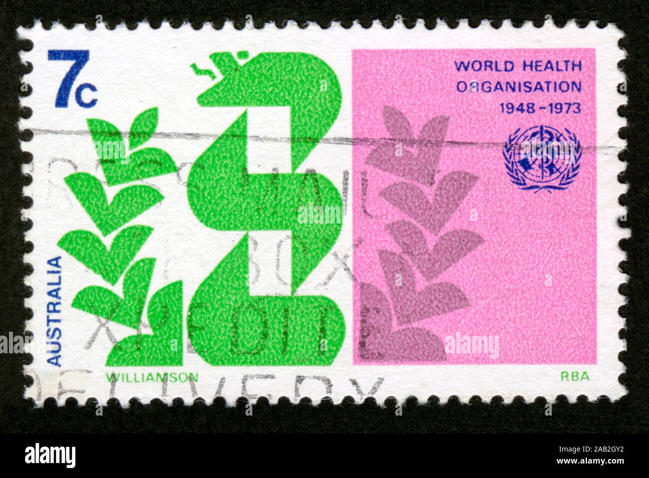 Stamp print in Australia,World Health Organisation,1973 Stock Photo