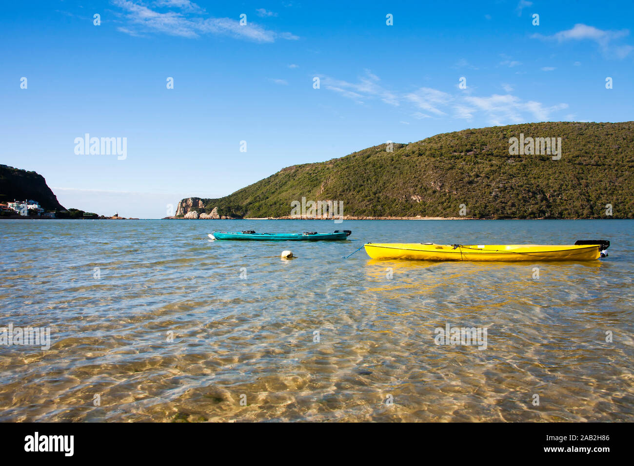 Boats on Knysna Lagoon looking towards Knysna Heads, Garden Route ...