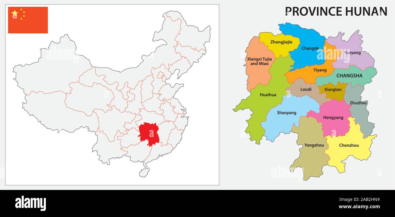 Province Hunan administrative and political map Stock Vector