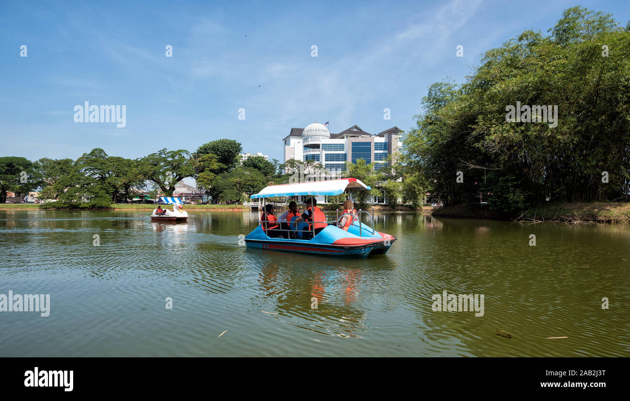 Taiping, Malaysia - 22 June, 2018: Boating activity at Taiping Lake, Taiping, Malaysia - A charming view Taiping Lake Garden, Perak, Malaysia Stock Photo