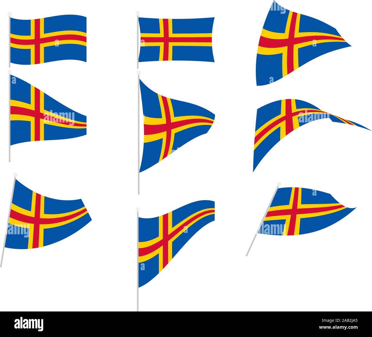 Vector Drawing of Set with Aland Flag Stock Vector