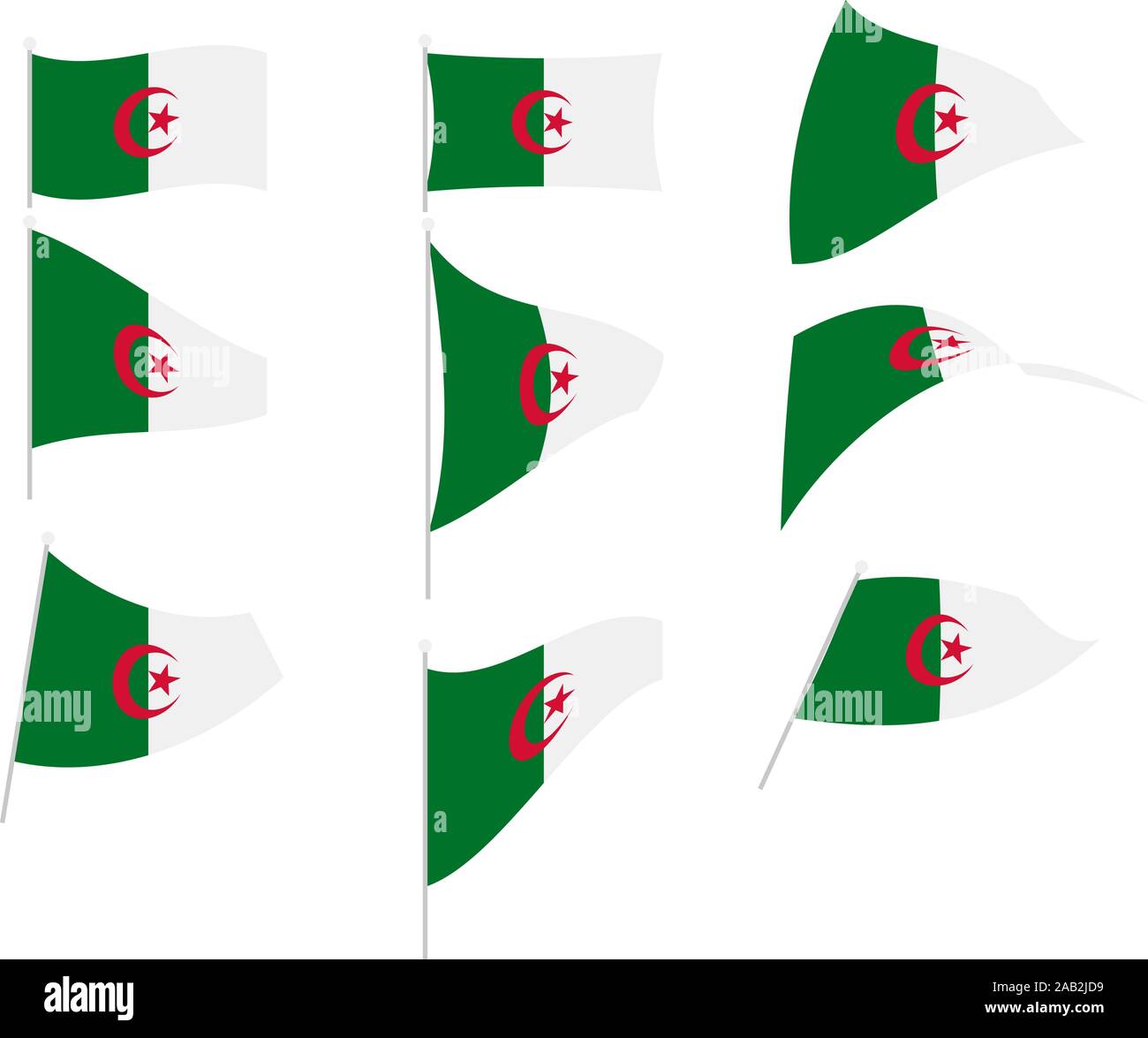 Vector Drawing of Set with Algeria Flag Stock Vector
