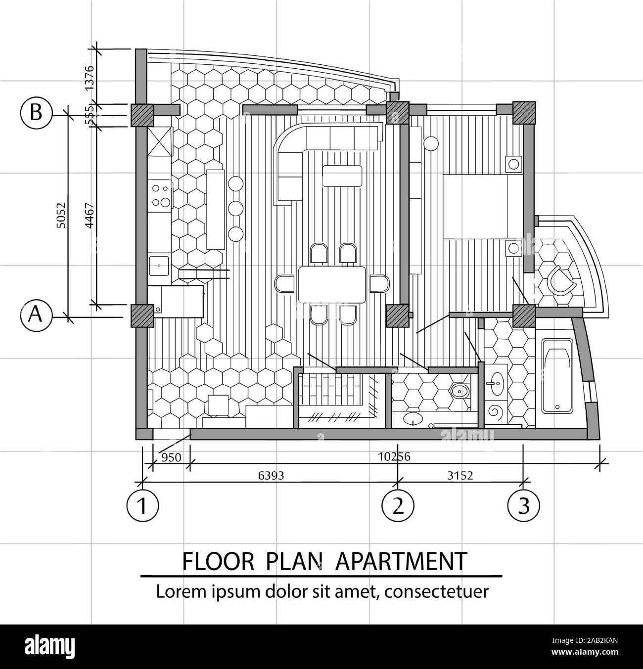 Floor Plan Of A Modern Apartment Interior Design With Kitchen