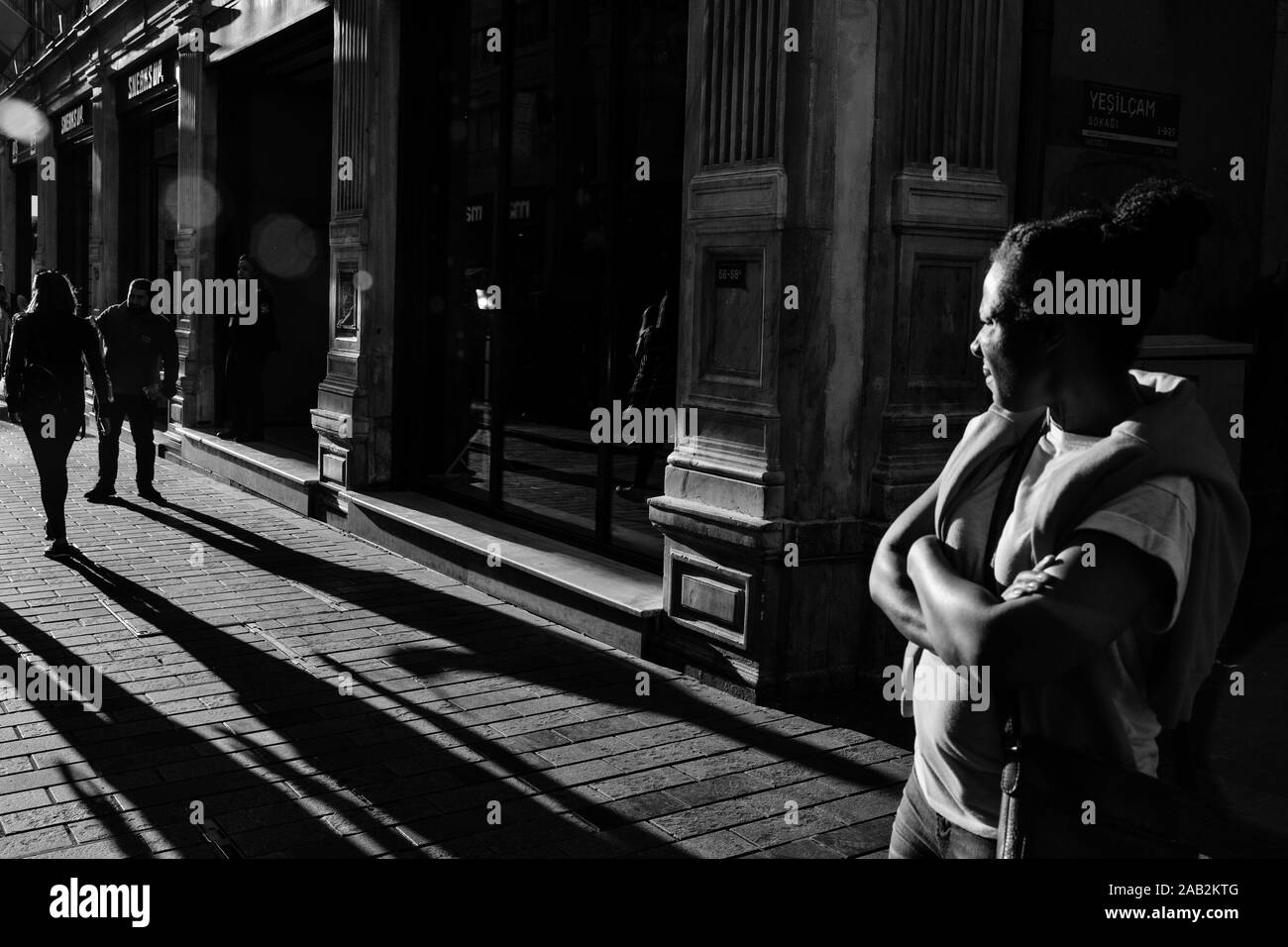 Istanbul, Turkey-Nov. 5, 2019: People walking and shopping in the famous and historical Istiklal street in Istanbul city. The street is always so busy Stock Photo