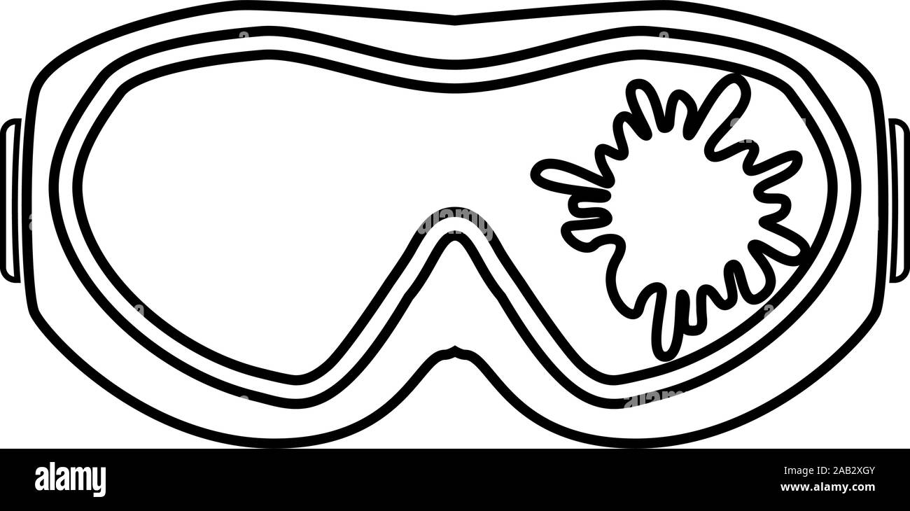 Paintball mask with mark of paint Blot on glass icon outline black color vector illustration