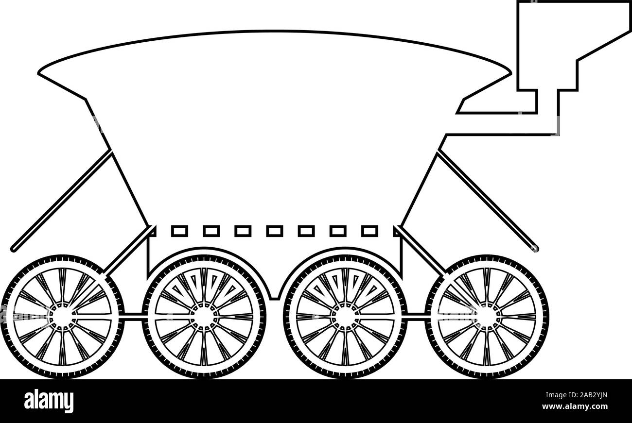 Moon rover Mars explorer Space machine Planets vehicle icon outline black color vector illustration flat style simple image Stock Vector