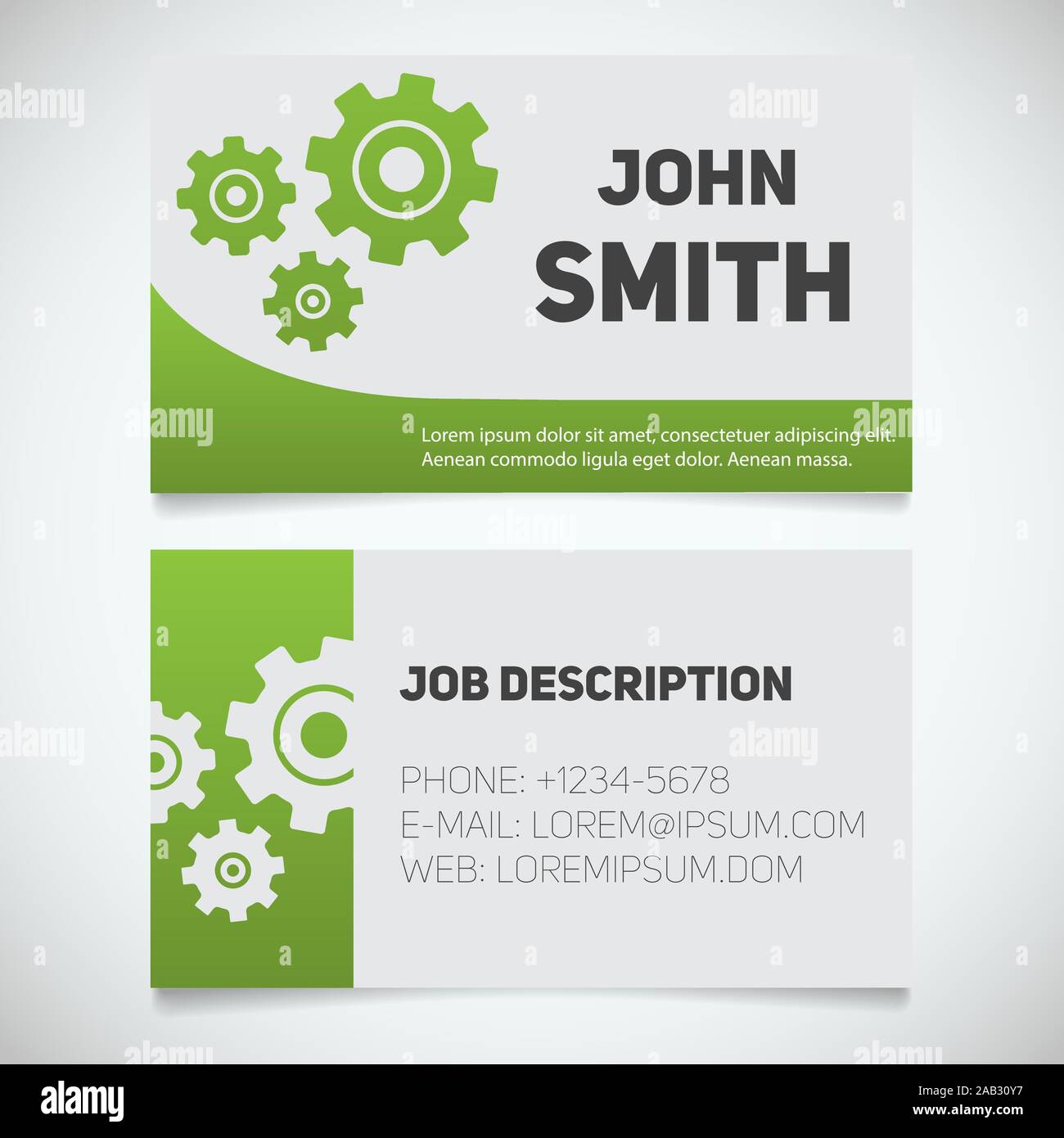Business card print template with gears logo. Easy edit. Manager ...