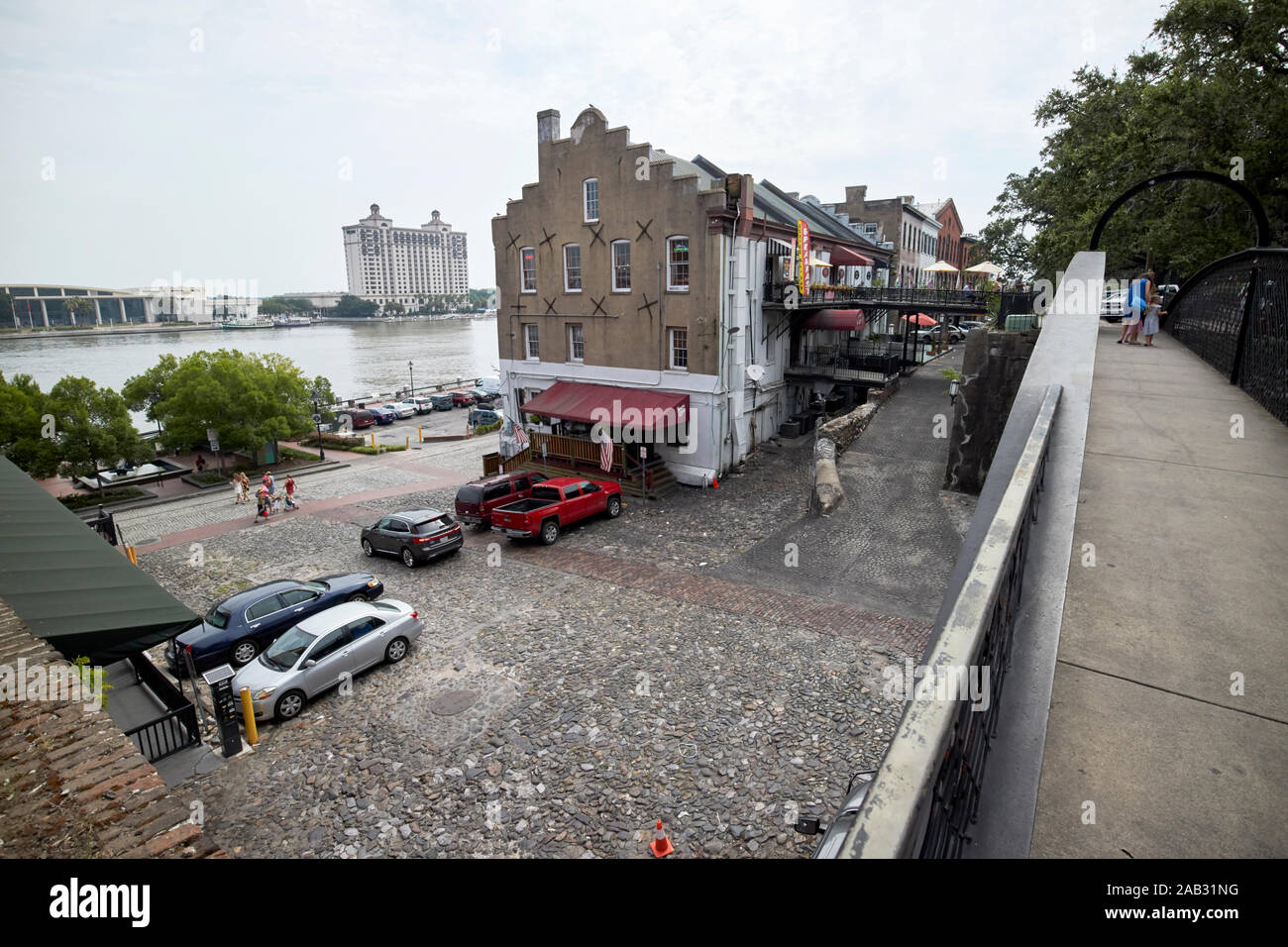 looking down from river street factors walk connecting former cotton