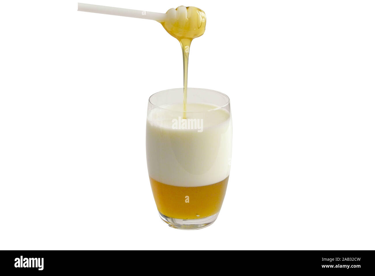 Glas mit Milch und Honig Stock Photo