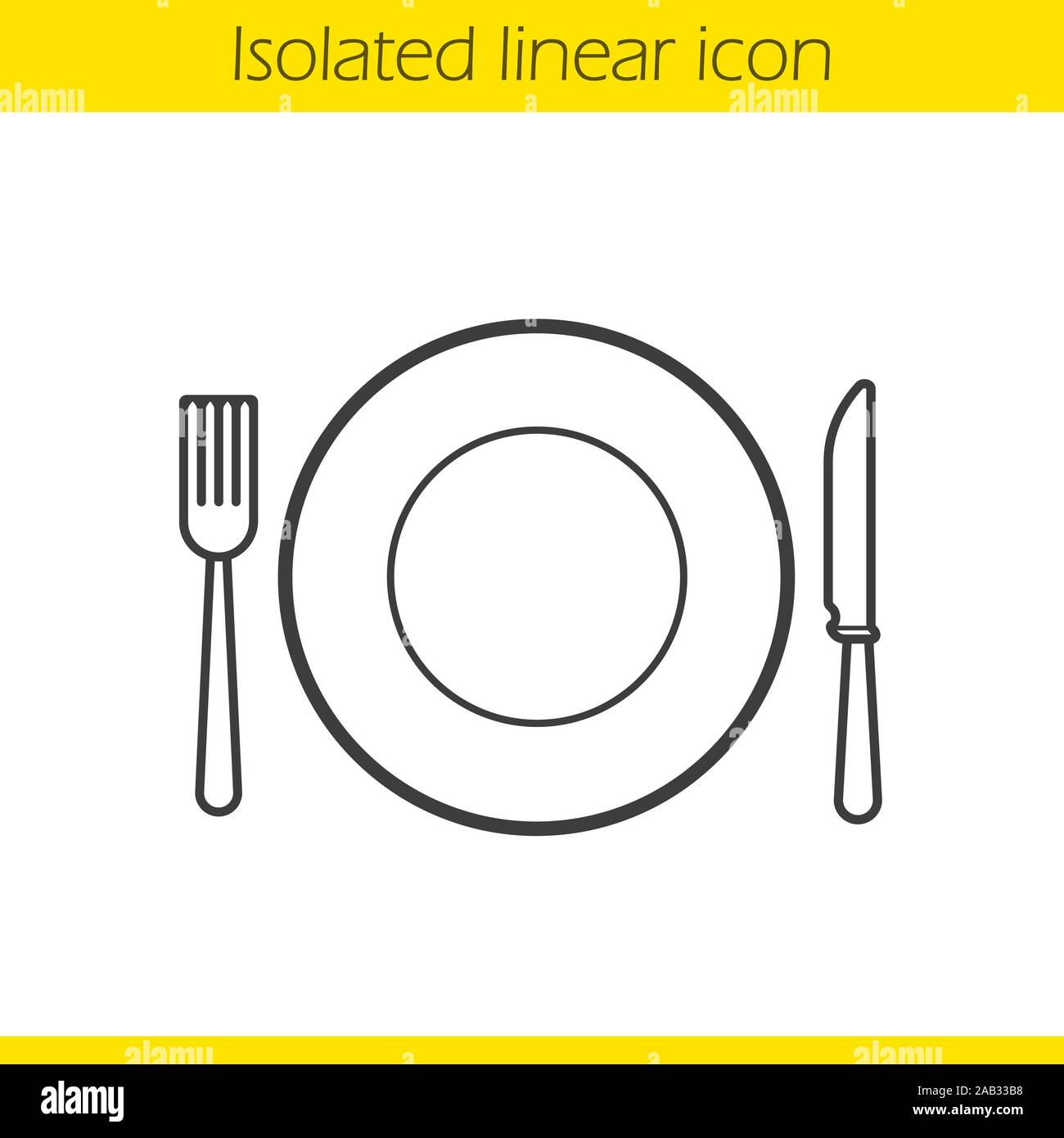 Eatery linear icon. Tableware set thin line illustration. Cafe and ...