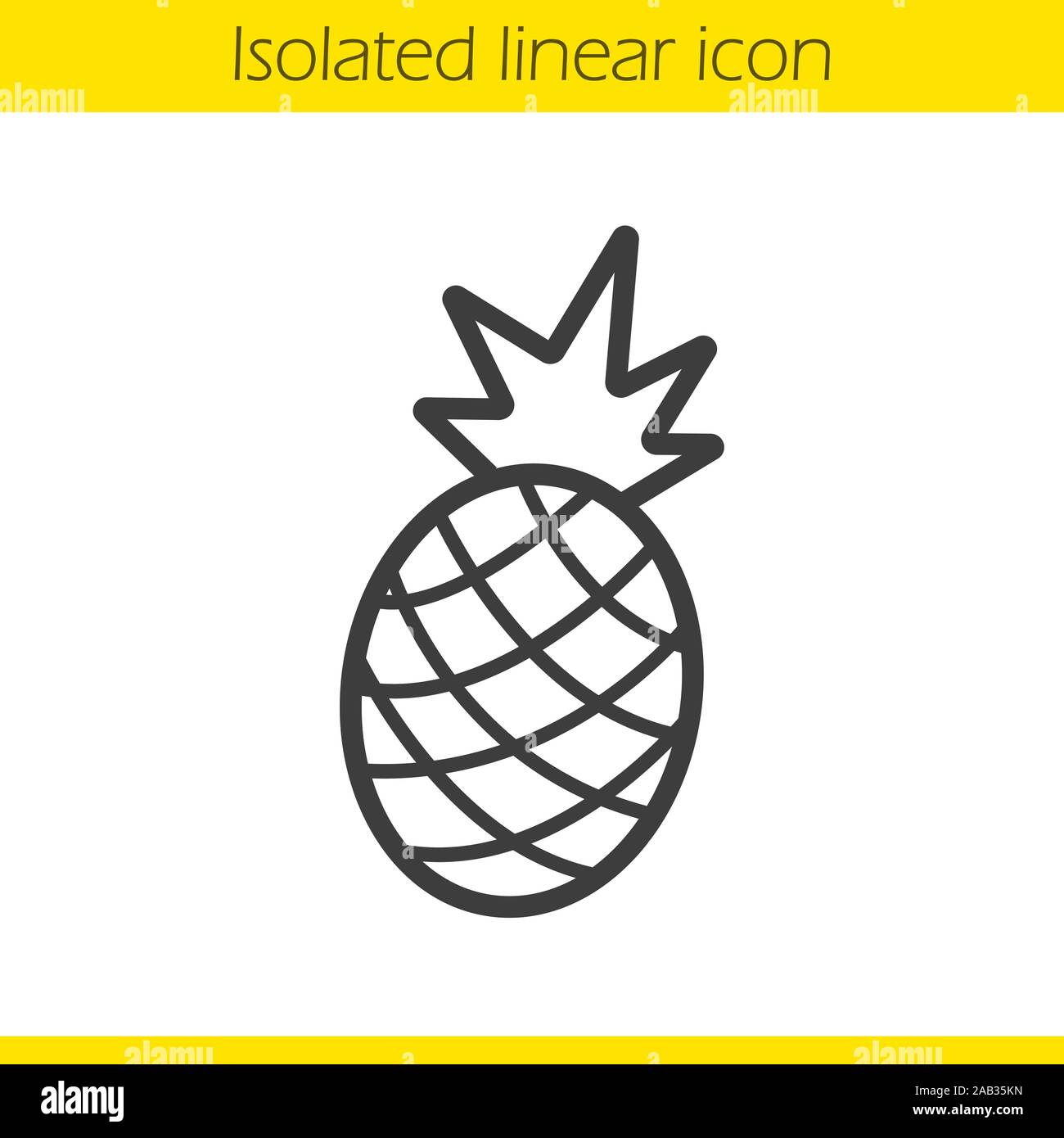 Pineapple linear icon. Thin line illustration. Ananas contour symbol ...