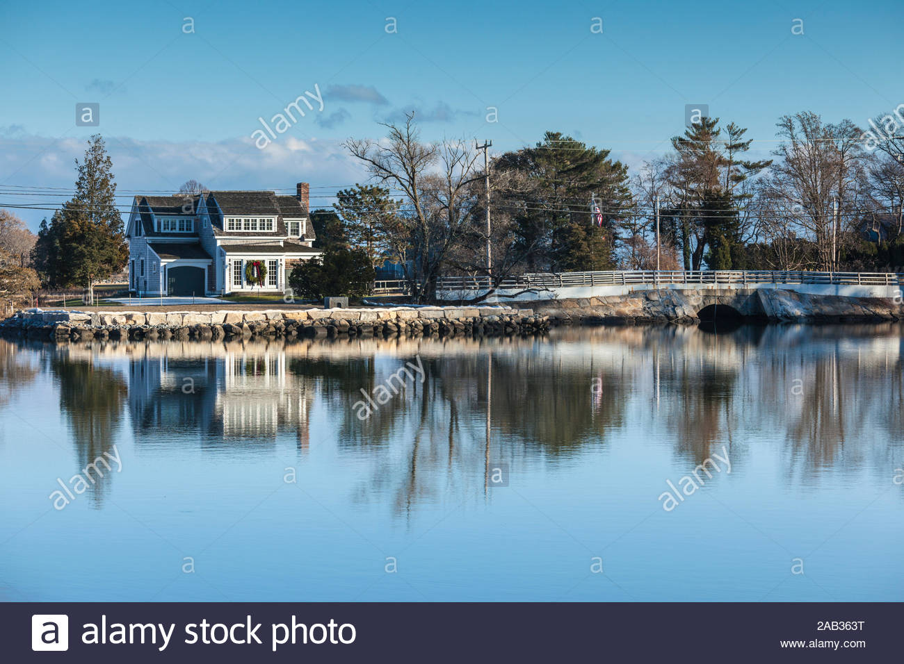 Usa New England Massachusetts Duxbury Seaside Houses Stock