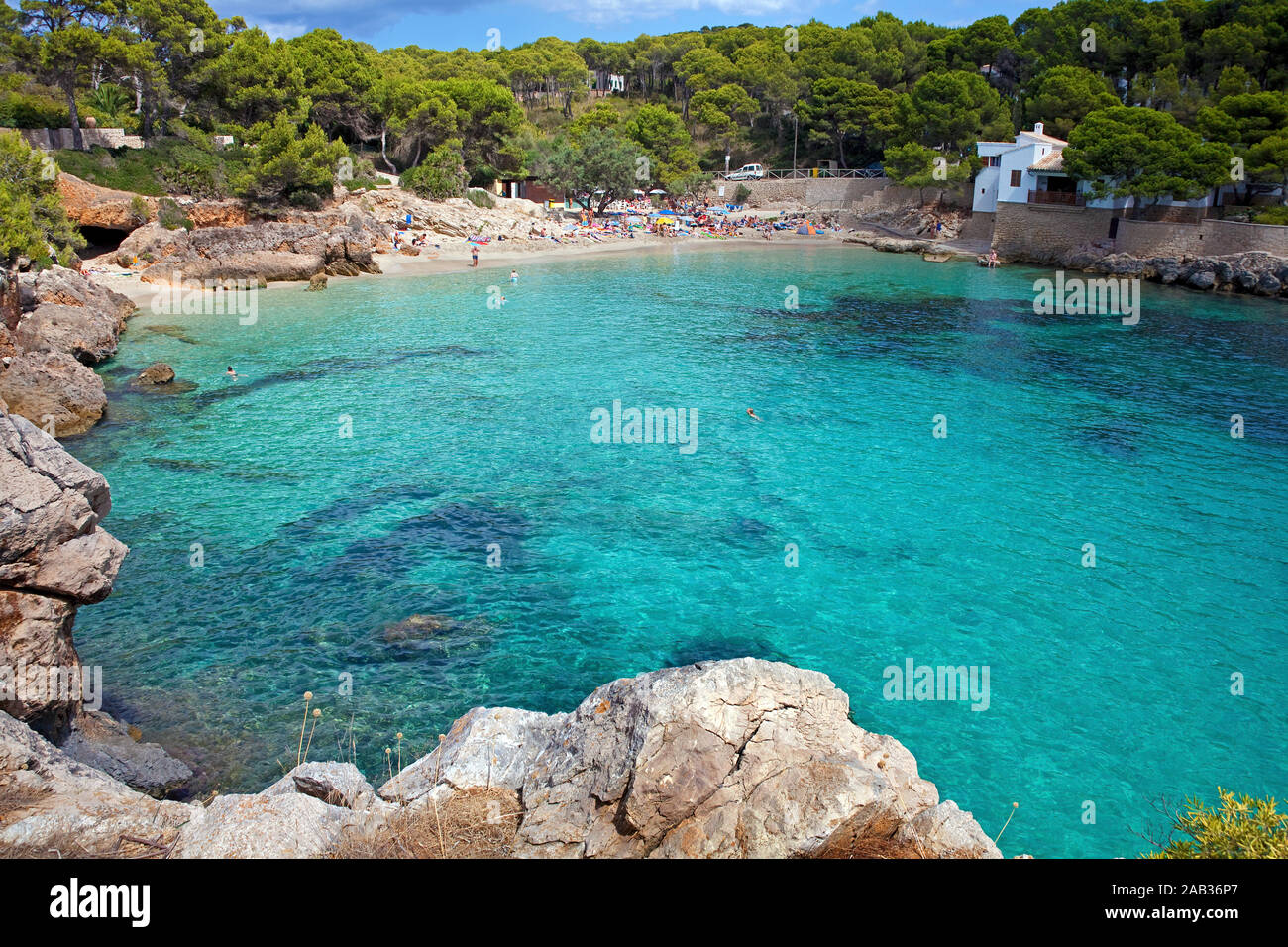 Cala Gat, idyllic bathing bay at Cala Ratjada, Mallorca, Balearic islands, Spain Stock Photo