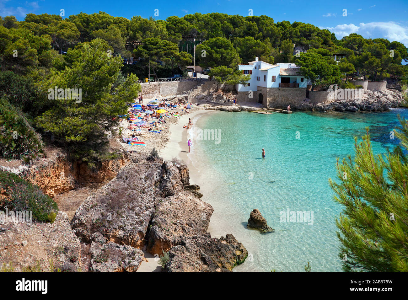 Cala Gat, idyllic bathing bay at Cala Ratjada, Mallorca, Balearic islands, Spain Stock Photo