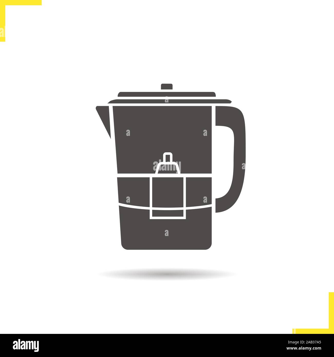 Water filter icon. Drop shadow silhouette symbol. Negative space ...