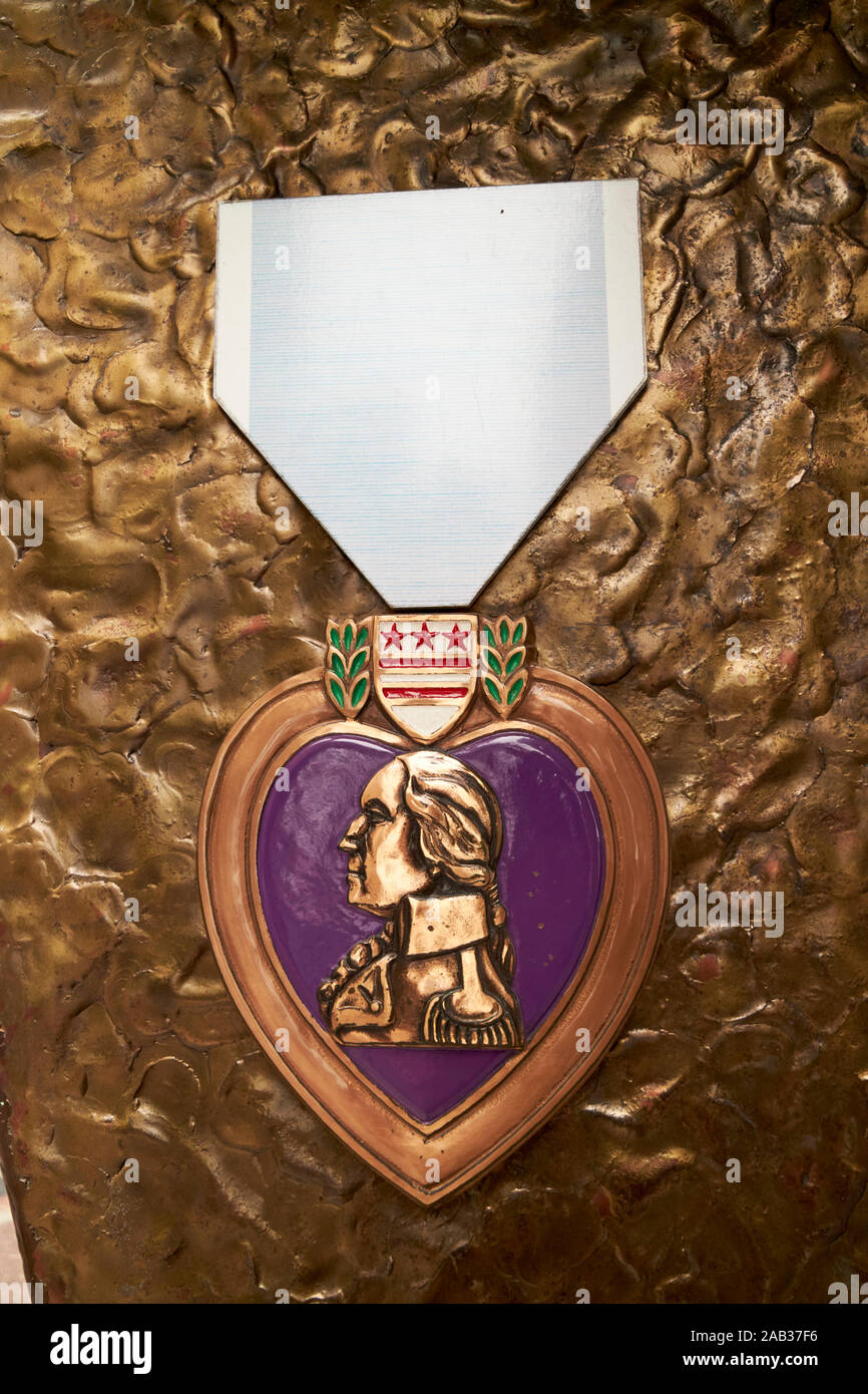 reproduction of a purple heart medal on world war 2 memorial savannah georgia usa Stock Photo