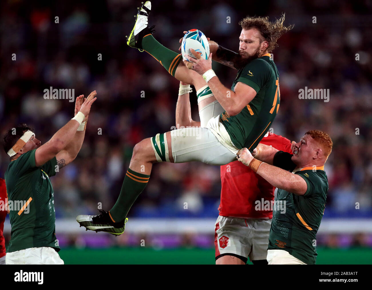 South Africa's RG Snyman catches the ball during the 2019 Rugby World Cup  Semi Final match at International Stadium Yokohama Stock Photo - Alamy