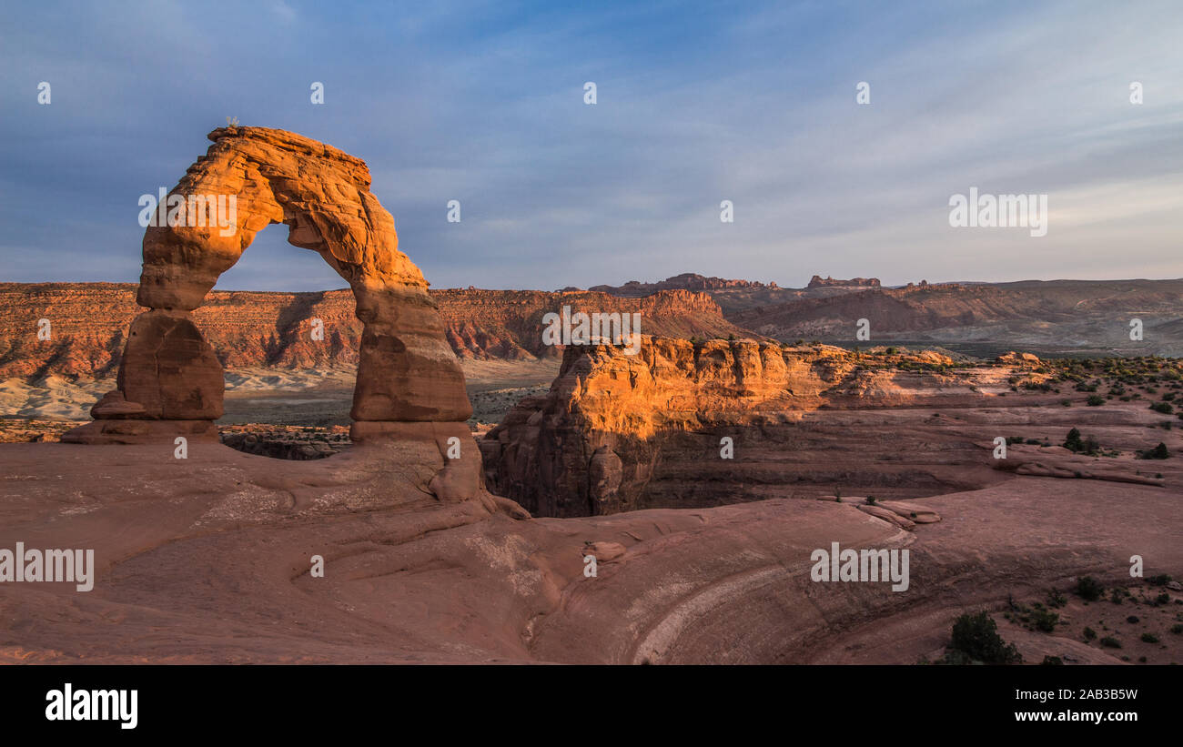 Double arch sunset arches national park hi-res stock photography and ...