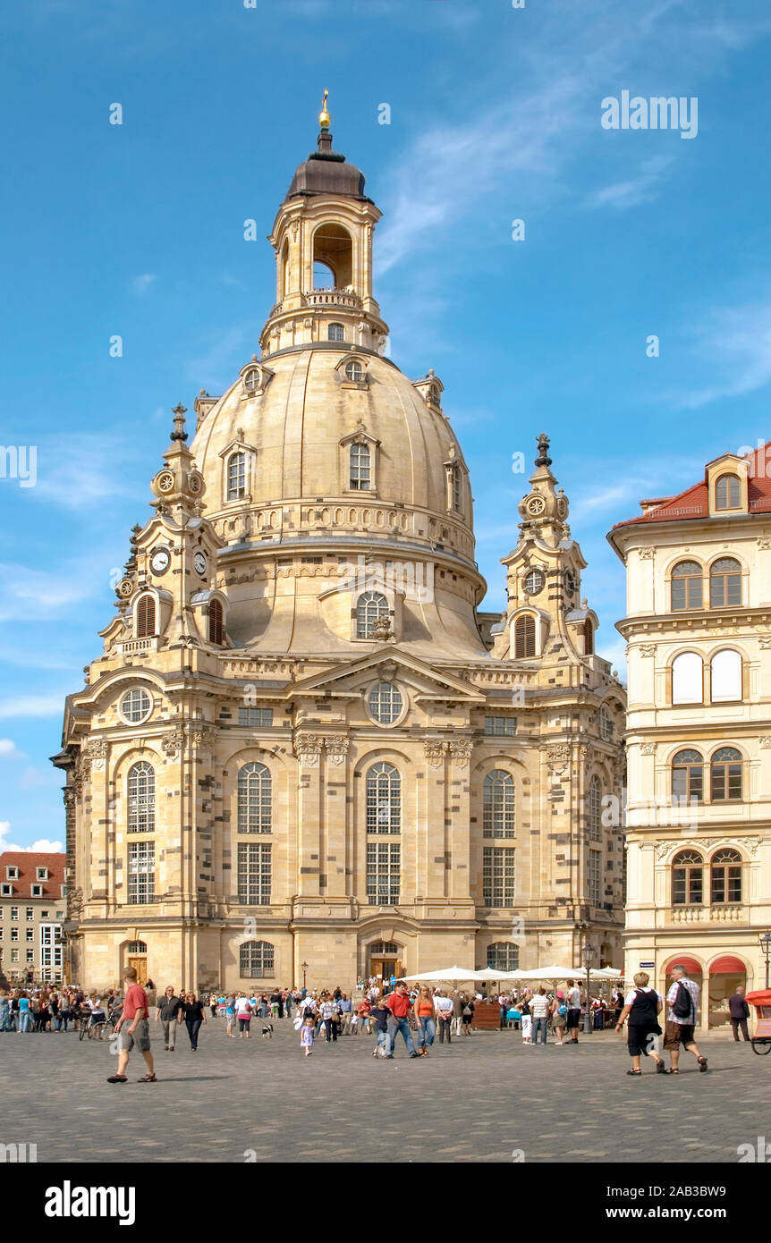 Dresden Frauenkirche Cathedral, Saxony, Germany Stock Photo
