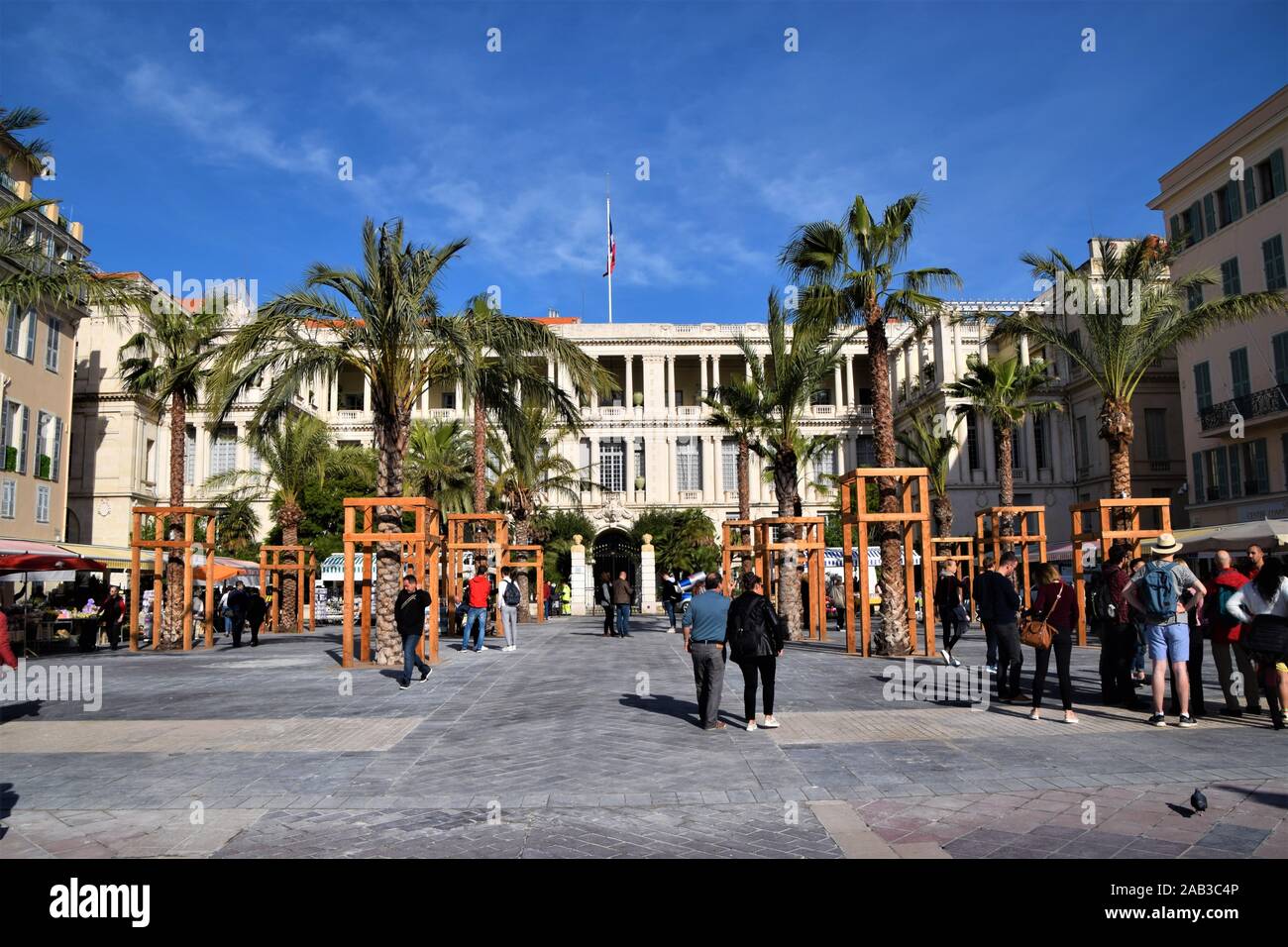 Place Pierre Gautier town square and market in Nice, South of France Stock Photo