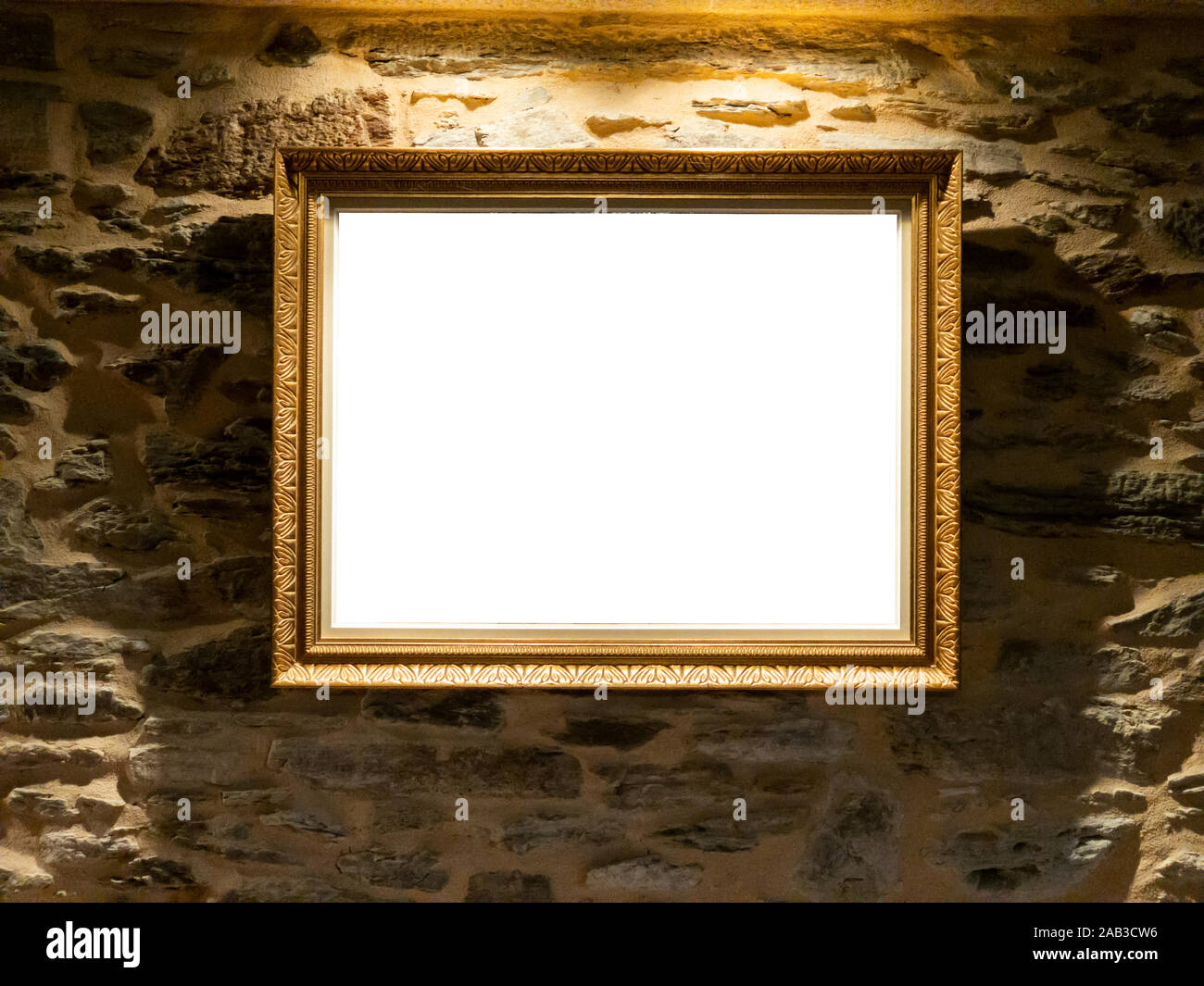 Blank picture hanging on an old rural wall and vintage frame Stock Photo Alamy
