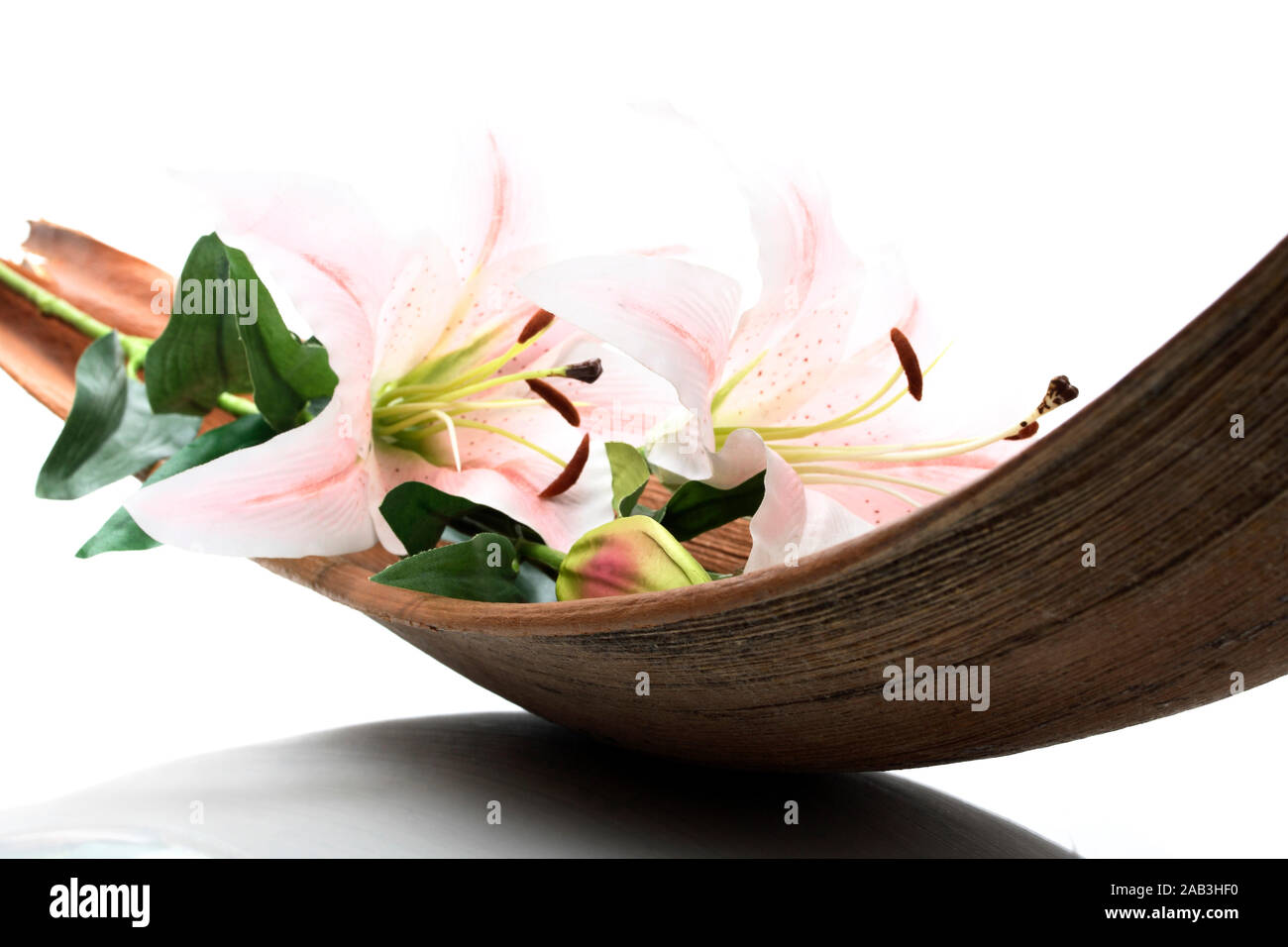 Lilie im Palmblatt Stock Photo