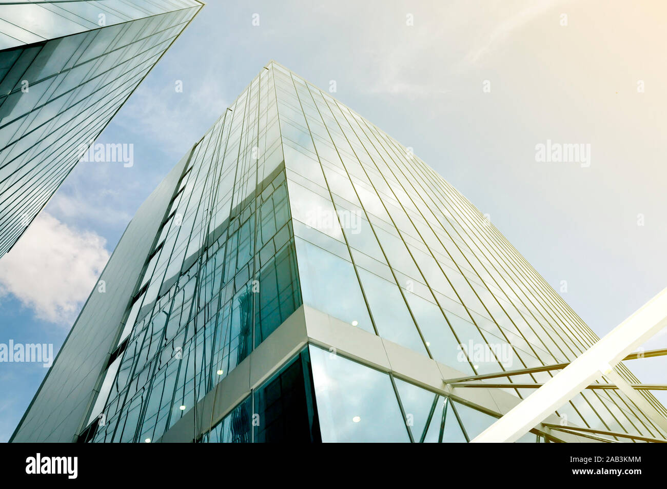 Office building on the city with sunlight and blue sky background Stock ...