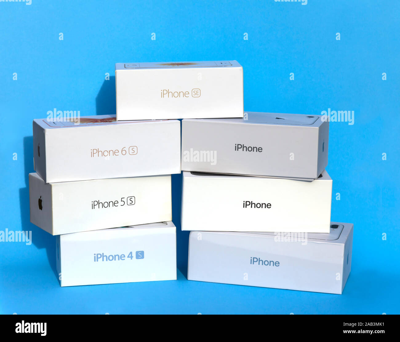 iPhone's and boxes Stock Photo