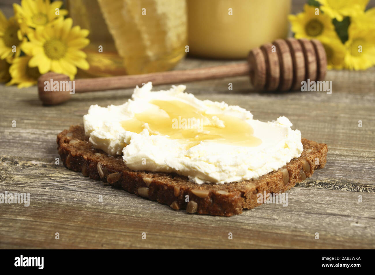 Vollkornbrot mit Frischk‰se und Honig |Wholemeal bread with cream ...