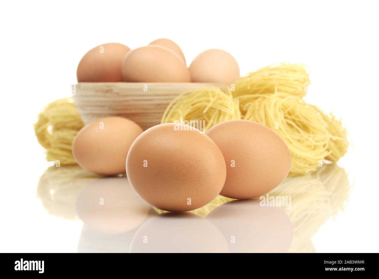 Frische Eier mit Nudeln |Fresh egg with noodles| Stock Photo