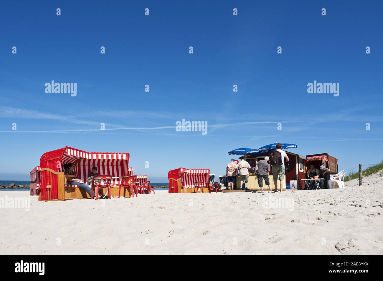 Strandkˆrbe an einem Strand bei Wustrow |Beach chairs on a beach in Wustrow| Stock Photo