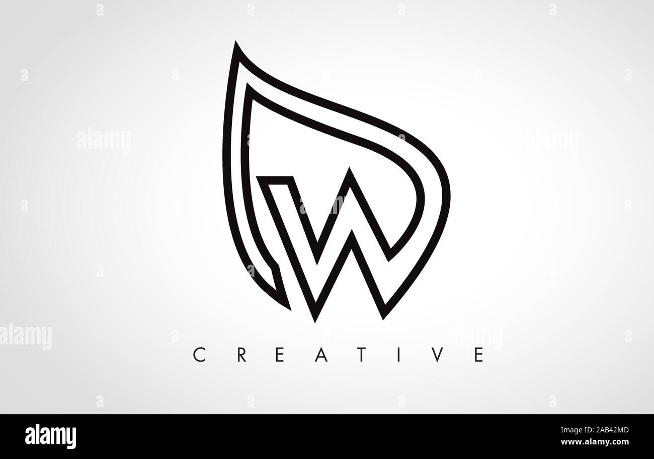 W Leaf Logo Letter Design with Leaf Outline Vector Illustration Stock ...